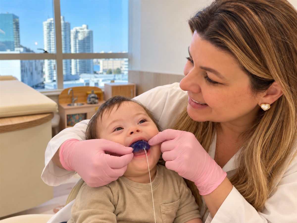 Terapia em bebê que utiliza a Placa Palatina de Memória